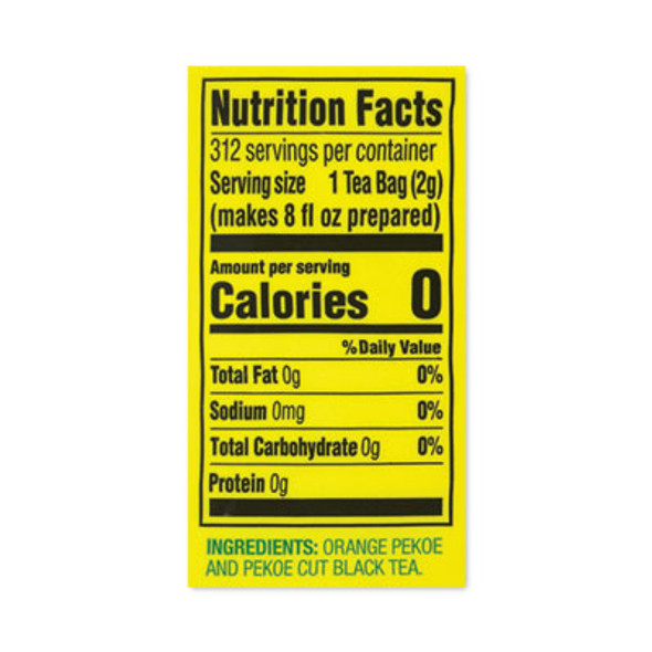 Tea Bags, Black, 0.07 Oz Bags, 312 Bags/Carton