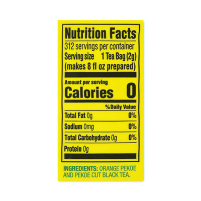 Tea Bags, Black, 0.07 Oz Bags, 312 Bags/Carton
