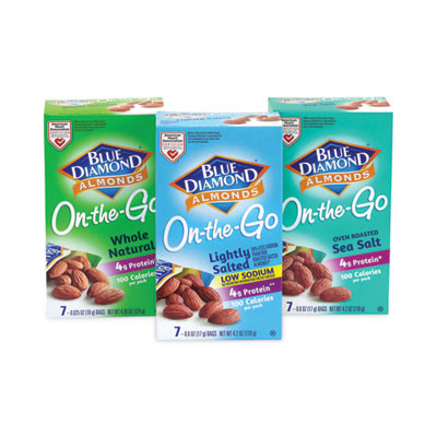 Almonds Variety Pack, Assorted Flavors, 0.6 Oz Pouch, 7 Pouches/Box, 6 Boxes/Carton