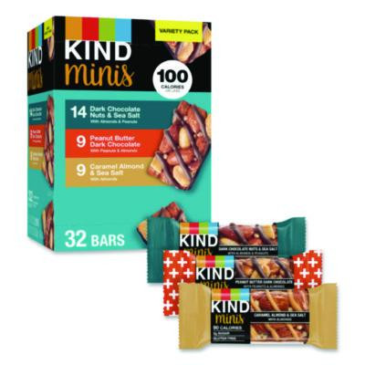 Minis, Dark Chocolate Nuts Sea Salt/Caramel Almond Nuts Sea Salt, 0.7 Oz Bar, 32 Bars/Carton