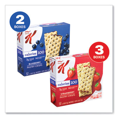 Special K Pastry Crisps, (36) Strawberry; (24) Blueberry, 0.88 Oz, 2/Pouch, 30 Pouches/Carton