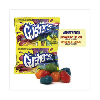 Fruit Gushers Fruit Snacks, Strawberry And Tropical Fruit Flavors, 0.8 Oz, 42 Pouches/Carton