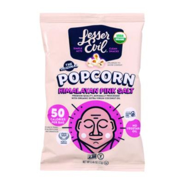Himalayan Pink Salt Organic Popcorn, Salt, 0.46 Oz Bag, 24/Carton
