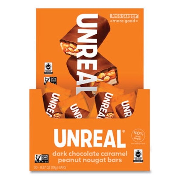 Dark Chocolate Caramel Peanut Nougat Bars, 0.67 Oz Individually Wrapped, 40/Pack