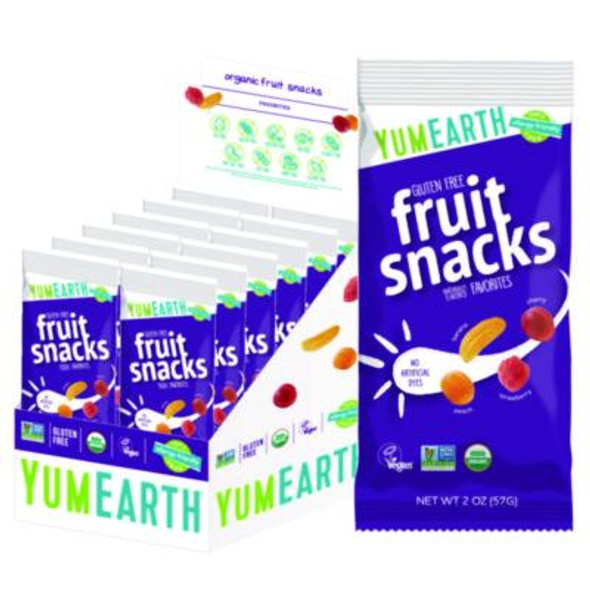Organic Fruit Snacks, Assorted Flavors, 2 Oz Bag, 12/Carton