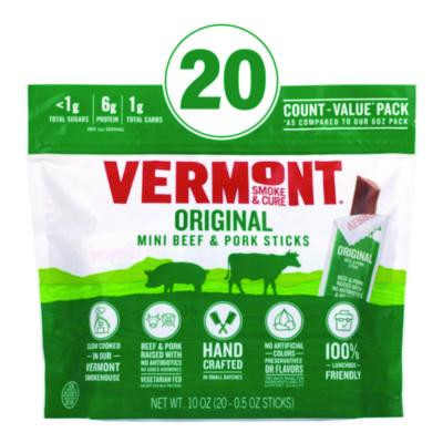 Original Flavor Mini Snack Sticks, Beef, 0.5 Oz Individually Wrapped, 20/Carton