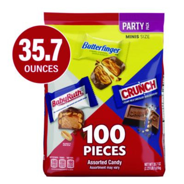 Assorted Party Candy Pack Mini, Chocolate, 35.7 Oz Bag, 100 Pieces