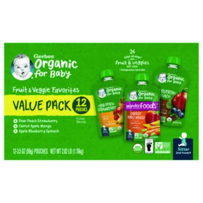 Organic 2Nd Foods Baby Food Pouches, Assorted Flavors, 3.5 Oz Pouch, 12/Carton