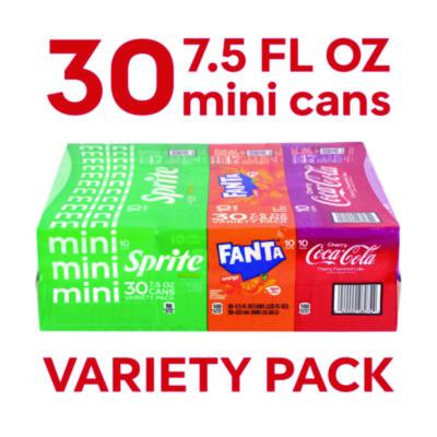 Mini Cans Variety Pack, Assorted Flavors, 7.5 Oz Can, 30/Carton