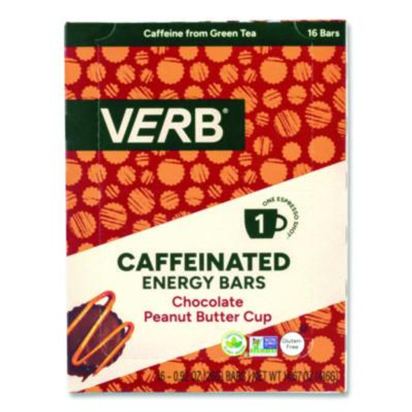 Caffeinated Energy Bar, Chocolate Peanut Butter Cup, 0.92 Oz Bar, 16/Box