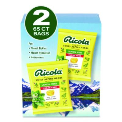 Sugar-Free Lemon Mint Herb Throat Drops, 65/Bag, 2 Bags/Pack