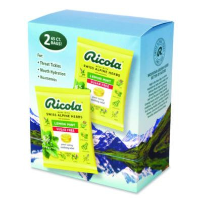 Sugar-Free Lemon Mint Herb Throat Drops, 65/Bag, 2 Bags/Pack