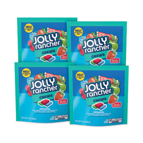 Chews Candy, Assorted Flavors, 13 Oz Pouches, 4/Carton