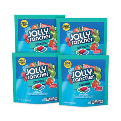 Chews Candy, Assorted Flavors, 13 Oz Pouches, 4/Carton