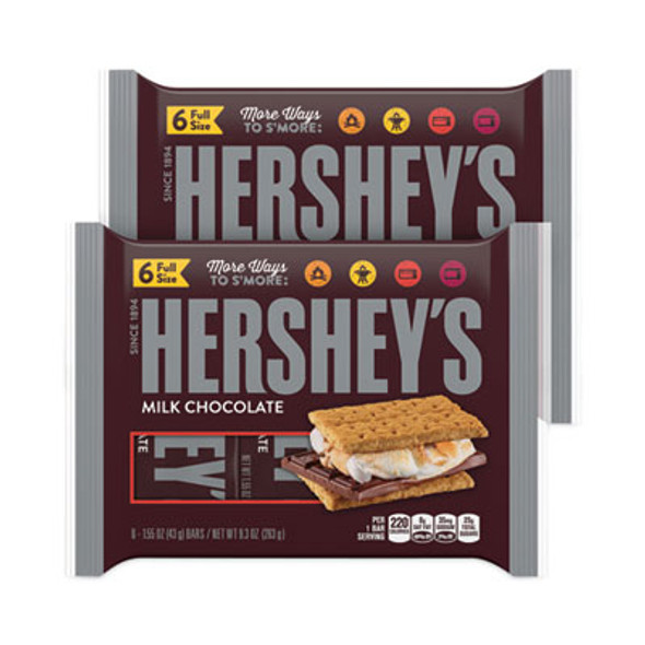 Milk Chocolate Bar, 1.55 Oz Bar, 6 Bars/Pack, 2 Packs/Box