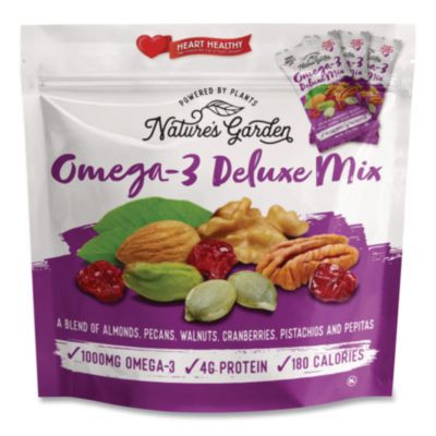 Omega-3 Nut Mix, 1 Oz Pouch, 7 Pouches/Pack, 6 Packs/Carton