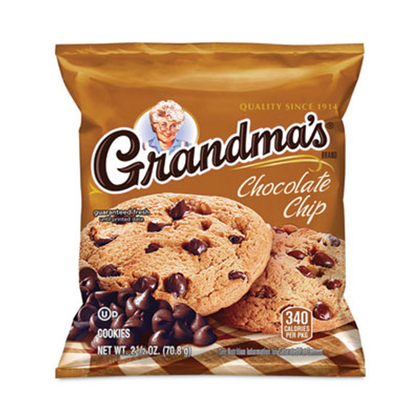 Homestyle Chocolate Chip Cookies, 2.5 Oz Pack, 2 Cookies/Pack, 60 Packs/Carton