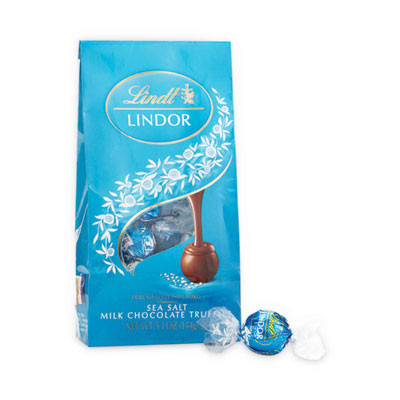Lindor Truffles Milk Chocolate Sea Salt, 5.1 Oz Bag, 3 Bags/Pack