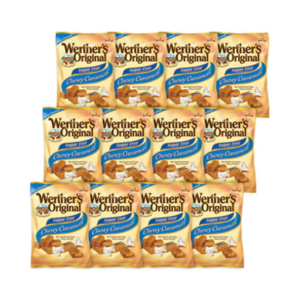 Sugar Free Chewy Caramel Candy, 1.46 Oz Bag, 12 Bags/Carton