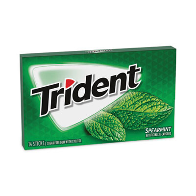 Sugar-Free Gum, Spearmint, 14 Pieces/Pack, 12 Packs/Carton