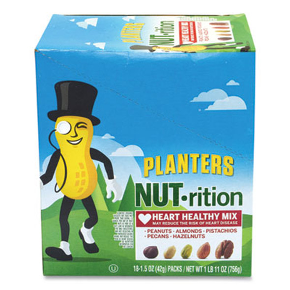 Nut-Rition Heart Healthy Mix, 1.5 Oz Tube, 18 Tubes/Carton