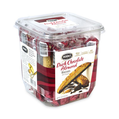 Biscotti, Dark Chocolate Almond, 1 Lb 5 Oz Tub, 25 Pieces/Tub, 1 Tub/Carton