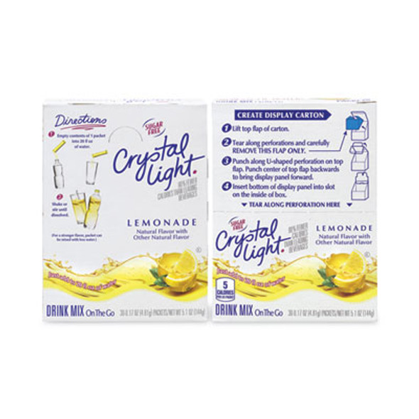 On-The-Go Sugar-Free Drink Mix, Lemonade, 0.17 Oz Single-Serving Tubes, 30/Pack, 2 Packs/Carton