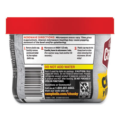 Chunky Chili With Beans, 15.25 Oz Bowl, 8/Carton