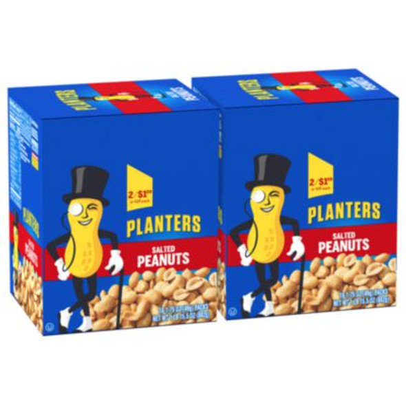 Salted Peanuts, 1.75 Oz Pack, 18 Packets/Box, 2 Boxes/Carton