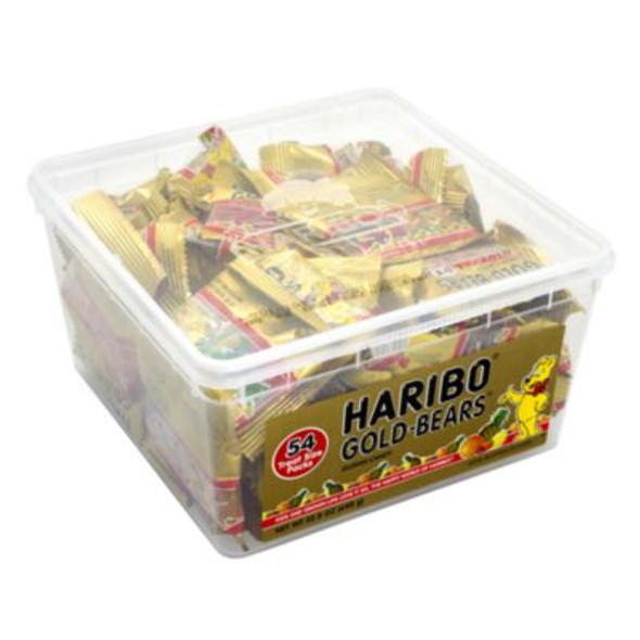 Goldbears Gummi Candy, Assorted Flavors, 0.4 Oz Pouch, 54/Tub, 2 Tubs/Carton