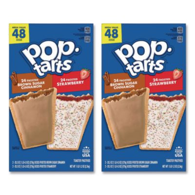 Pop Tarts, Brown Sugar Cinnamon/Strawberry, 2/Pouch, 24 Pouches Box, 2 Boxes/Carton