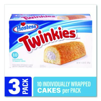Twinkies, Vanilla, 1.36 Oz Individually Wrapped, 10/Pack, 3 Packs/Carton