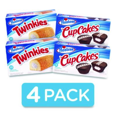 Twinkies And Chocolate Cupcakes Variety Pack, (2) 13.58 Oz 10 Pack Twinkies And (2) 12.7 Oz 8 Pack Cupcakes/Carton