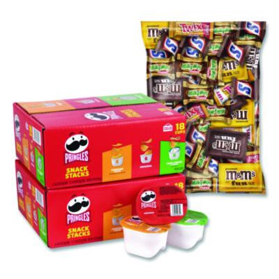 Mini Milk Chocolate And Pringles Snack Stacks Variety Combo Pack, 62 Oz Bag Mini/Fun Size, (36) Cups Assorted Flavors/Bundle