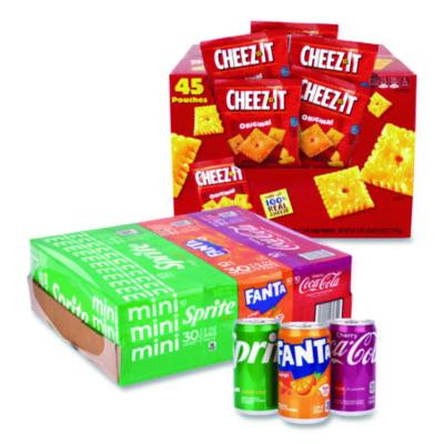 Soda Mini Variety And Cheez-It Combo Pack, (30) 7.5 Oz Cans Assorted Flavors, (45) 1.5 Oz Pouch Original Cheez-It/Bundle