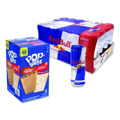 Red Bull Energy Drink And Pop Tart Combo Pack,(24) 12Oz Cans,(24) Frosted Strawberry/(24) Frosted Brown Sugar Cinnamon/Bundle