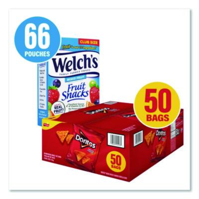 Doritos Nacho Cheese Tortilla Chips And Welch's Mixed Fruit Snacks, (50) 1Oz Bag Chips, (66) 0.8 Oz Pouch Fruit Snacks/Bundle