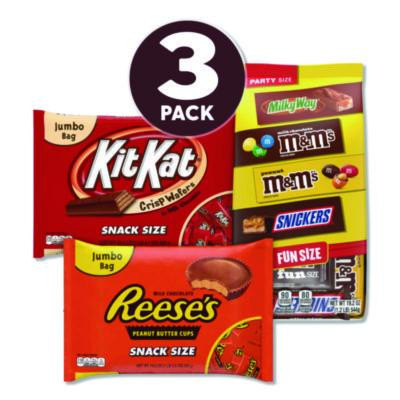 Chocolate Assortment, Assorted Fun And Snack Sizes, 3 Bags/Pack