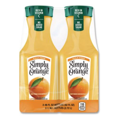 Orange Juice Pulp Free, 52 Oz Bottle, 2/Pack
