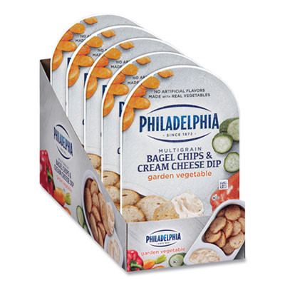 Multigrain Bagel Chips And Garden Vegetable Cream Cheese Dip, 2.5 Oz, 5/Carton