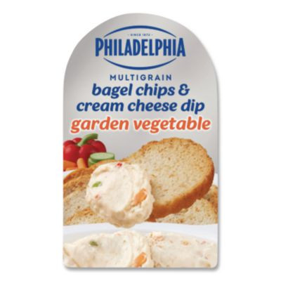 Multigrain Bagel Chips And Garden Vegetable Cream Cheese Dip, 2.5 Oz, 5/Carton