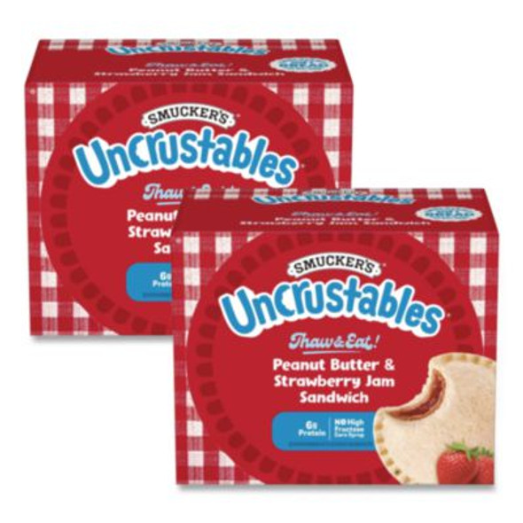 Uncrustables Peanut Butter And Strawberry Jam, 2 Oz, 10/Box, 2 Boxes/Carton