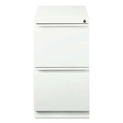 Full-Width Pull 20 Deep Mobile Pedestal File, 2-Drawer: File/File, Letter, White, 15 x 19.88 x 27.75