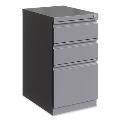Full-Width Pull 20 Deep Mobile Pedestal File, 3-Drawer: Box/Box/File, Letter, Arctic Silver, 15 x 19.88 x 27.75