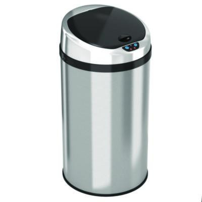 Sensor Trash Can, 8 Gal, Plastic/Stainless Steel, Silver