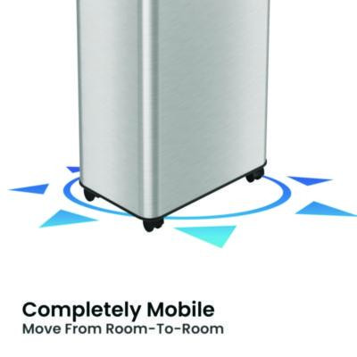 Open Top Trash Can With Wheels, Rectangular, 16 Gal, Plastic/Stainless Steel, Silver