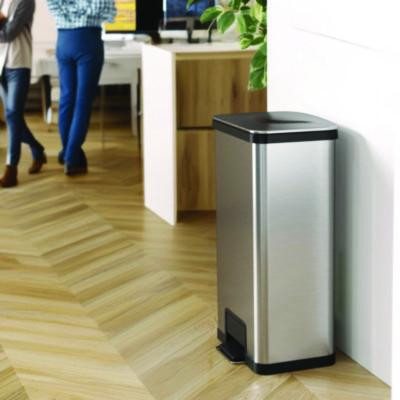 Step Pedal Trash Can With Airstep Technology, 18 Gal, Stainless Steel, Silver