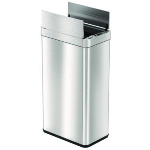 Wings Lid Sensor Trash Can, 18 Gal, Plastic/Stainless Steel, Silver