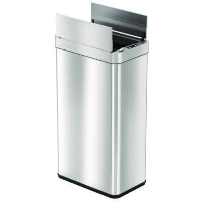 Wings Lid Sensor Trash Can, 18 Gal, Plastic/Stainless Steel, Silver
