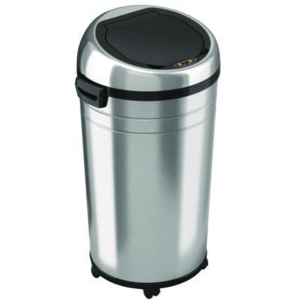 Extra-Large Sensor Trash Can With Wheels, 23 Gal, Plastic/Stainless Steel, Silver/Black